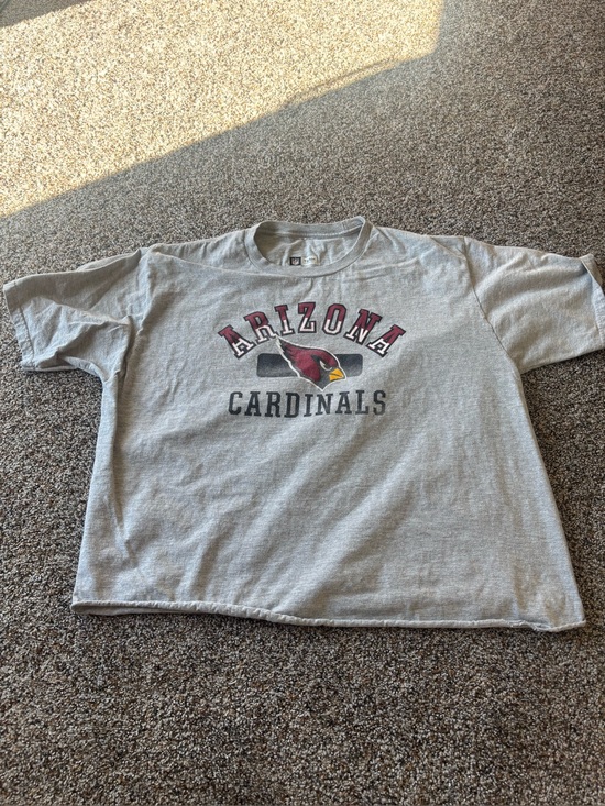NFL Tops - Arizona Cardinals NFL Team Apparel Gray Crop Tee